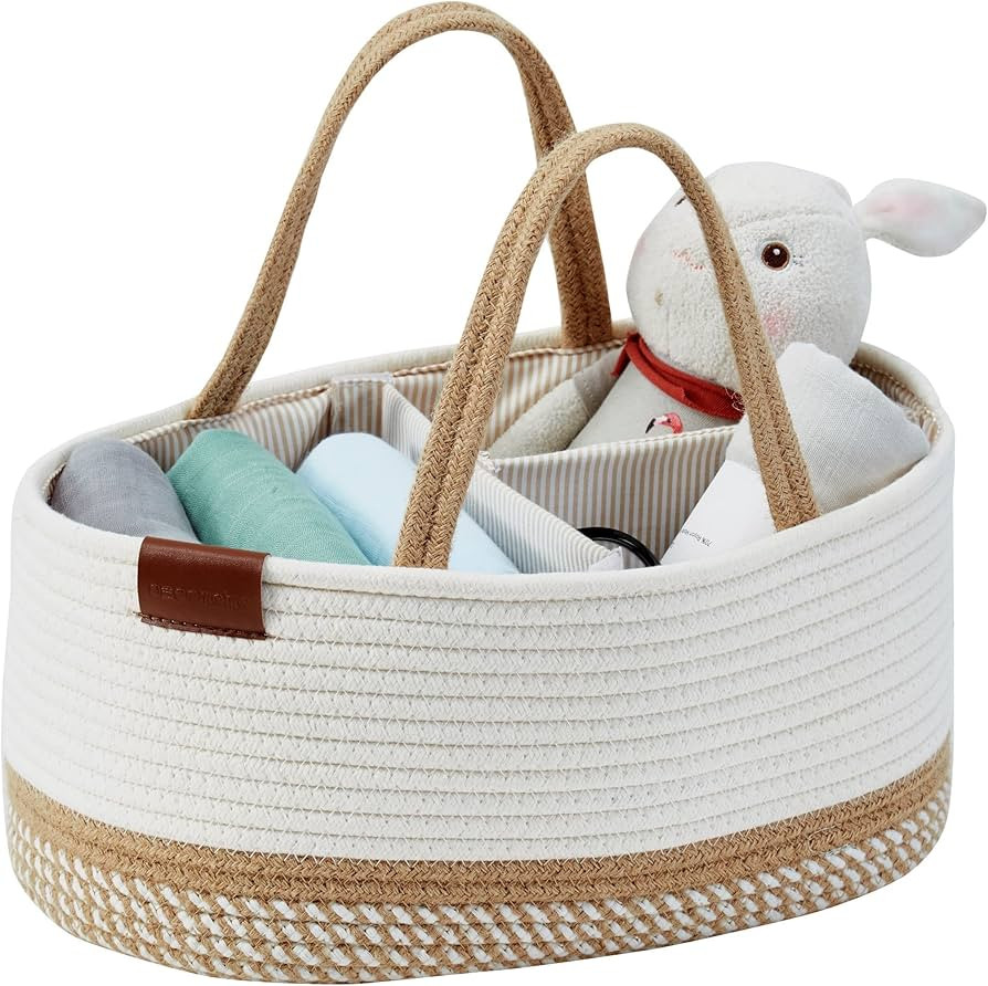 DECOMOMO Diaper Caddy Organizer Portable Rope Nursery Storage Basket W/Removable Divider | Great... | Amazon (CA)