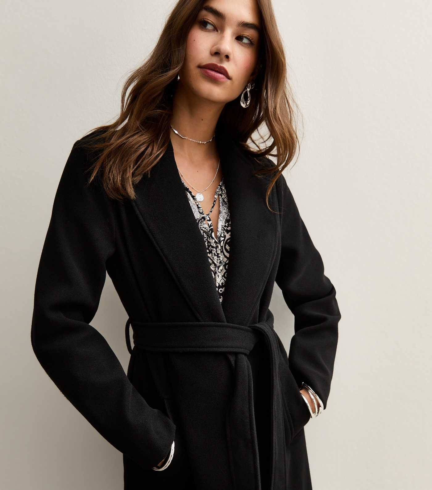 Black Unlined Longline Belted Coat | New Look | New Look (UK)