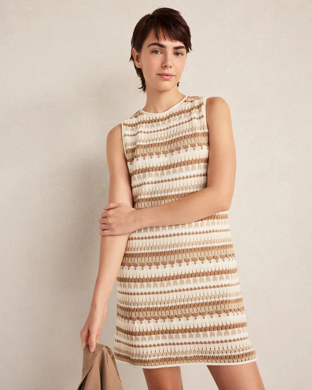 Cotton Textured Stripe Mini Dress | Talbots