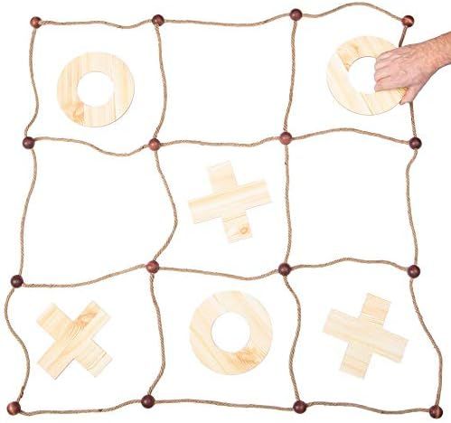 Tic Tac Toss - Wooden Yard Game with Rope Grid, 8 X & O Pieces - Giant Lawn Games for Backyard, Camp | Amazon (US)