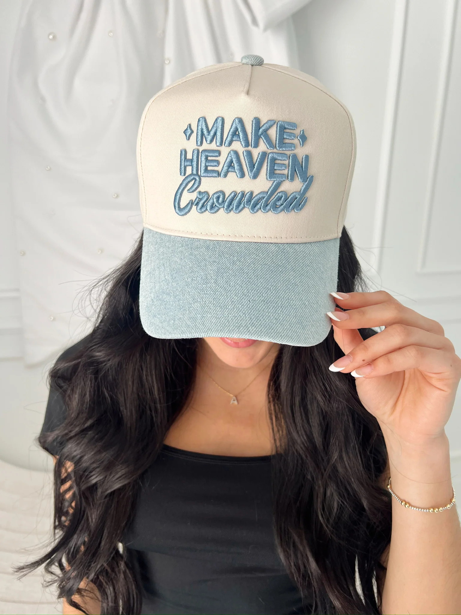 Make Heaven Crowded - Denim Vintage Trucker Hat | KenzKustomz