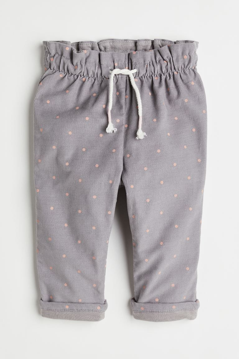 Lined Cotton Joggers - Gray/dotted - Kids | H&M US | H&M (US + CA)