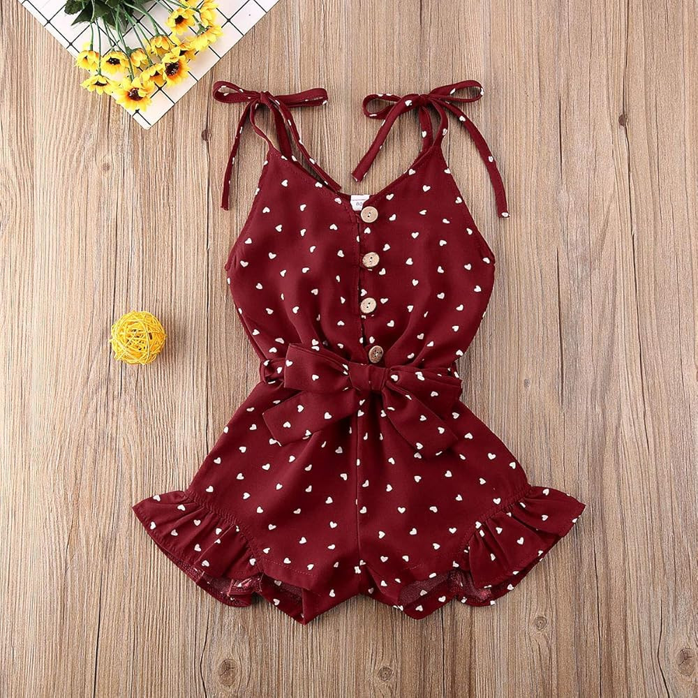 Toddler Kid Baby Girl Strap Sleeveless Romper Halter Heart Jumpsuit Bodysuit Shorts Overalls Summer  | Amazon (US)