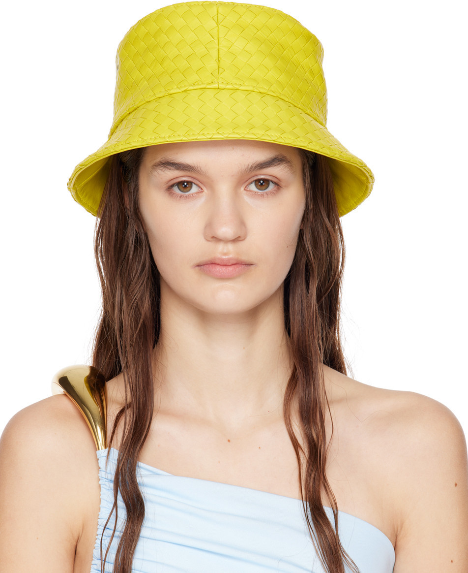 Bottega Veneta Yellow Intrecciato Bucket Hat | SSENSE