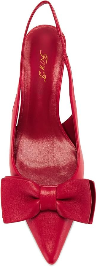 FOWT Women Bow Pointed Toe Pumps Kitten Low Heel Slingbacks Slip on Dressy Dance Office Party Sho... | Amazon (US)