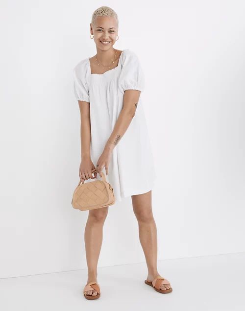 Puff-Sleeve A-Line Mini Dress in Seersucker Stripe | Madewell