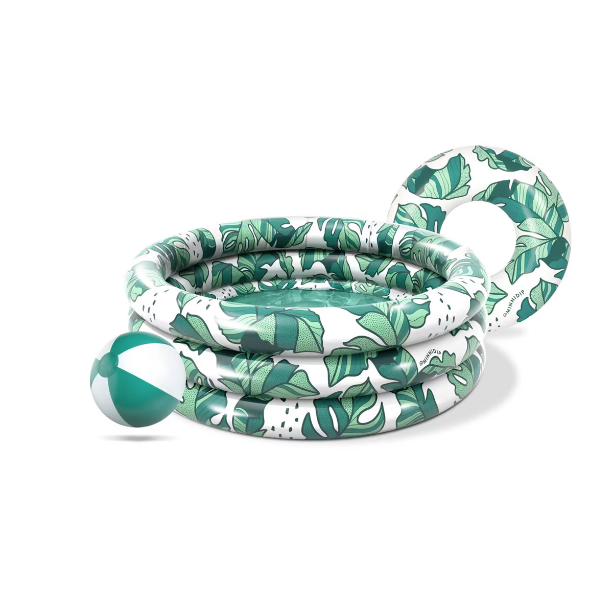 MINNIDIP 66'' x 66'' x 18'' Bundle Pool Beach Ball Ring Float 125 gal Round Kiddie Pool - Banana ... | Target