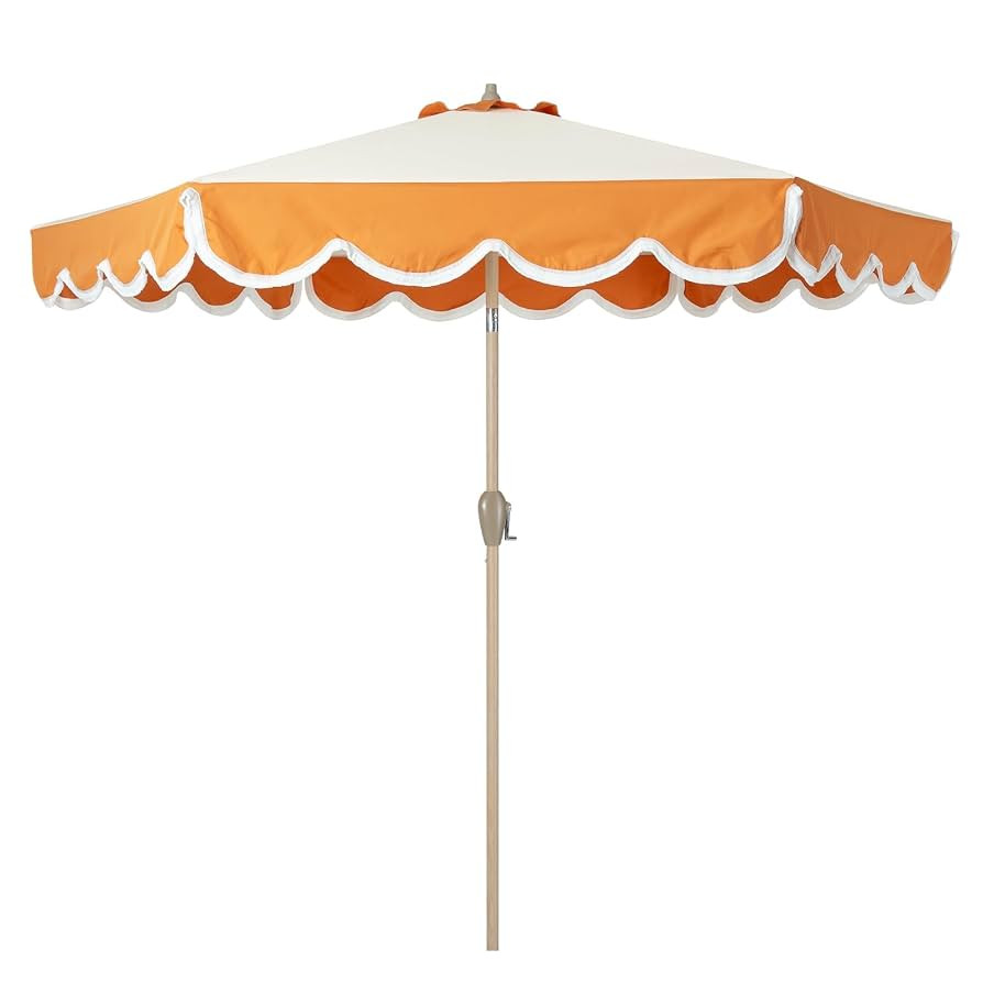 Tempera 9ft Scalloped Patio Umbrellas with Fringe, Market Umbrellas with Water-Resistant and Fade... | Amazon (US)