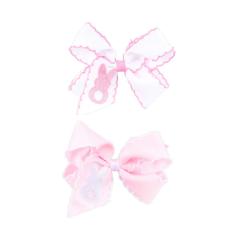 Peep Bunny Embroidered Moonstitch Hair Bow | Classic Whimsy