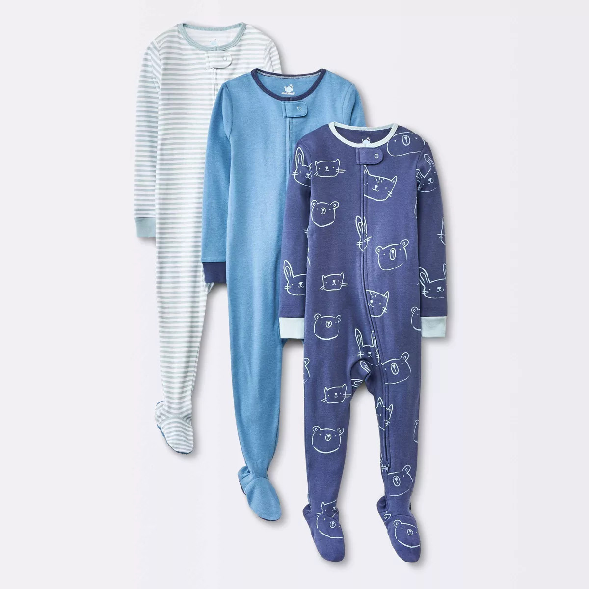 Baby Boys' 3pk Animals Cotton Tight Fit Sleep N' Play - Cloud Island™ Blue | Target