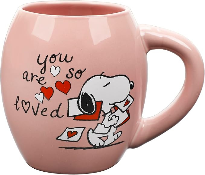 Peanuts You Are So Loved 18 Oz Pink Oval Ceramic Mug | Amazon (US)