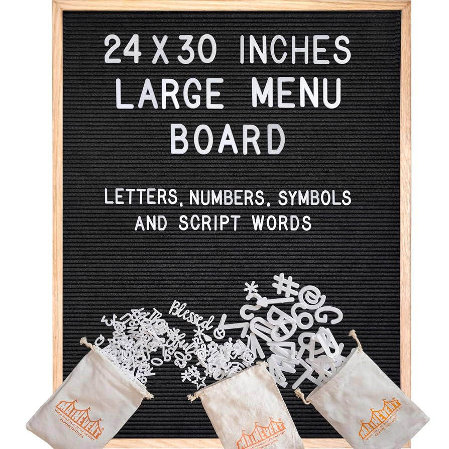 Blackboard Letter Board - 24x30 Inch Large Felt Message Board for Restaurant Menus | Amazon (US)