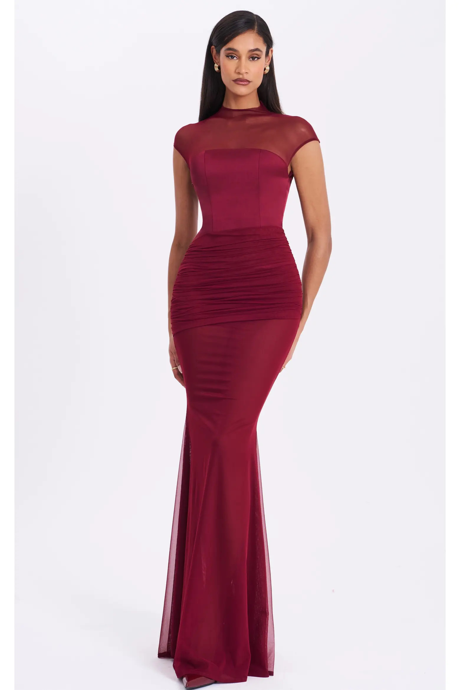 Miss Circle Fabienne Mesh Cap Sleeve Mermaid Gown (Women) | Nordstrom | Nordstrom