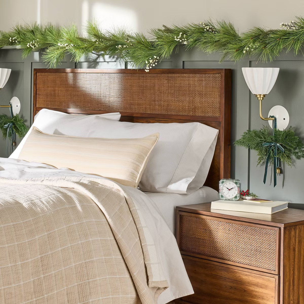 2pk 6" Cedar with Green Ribbon Mini Artificial Swag - Hearth & Hand™ with Magnolia | Target