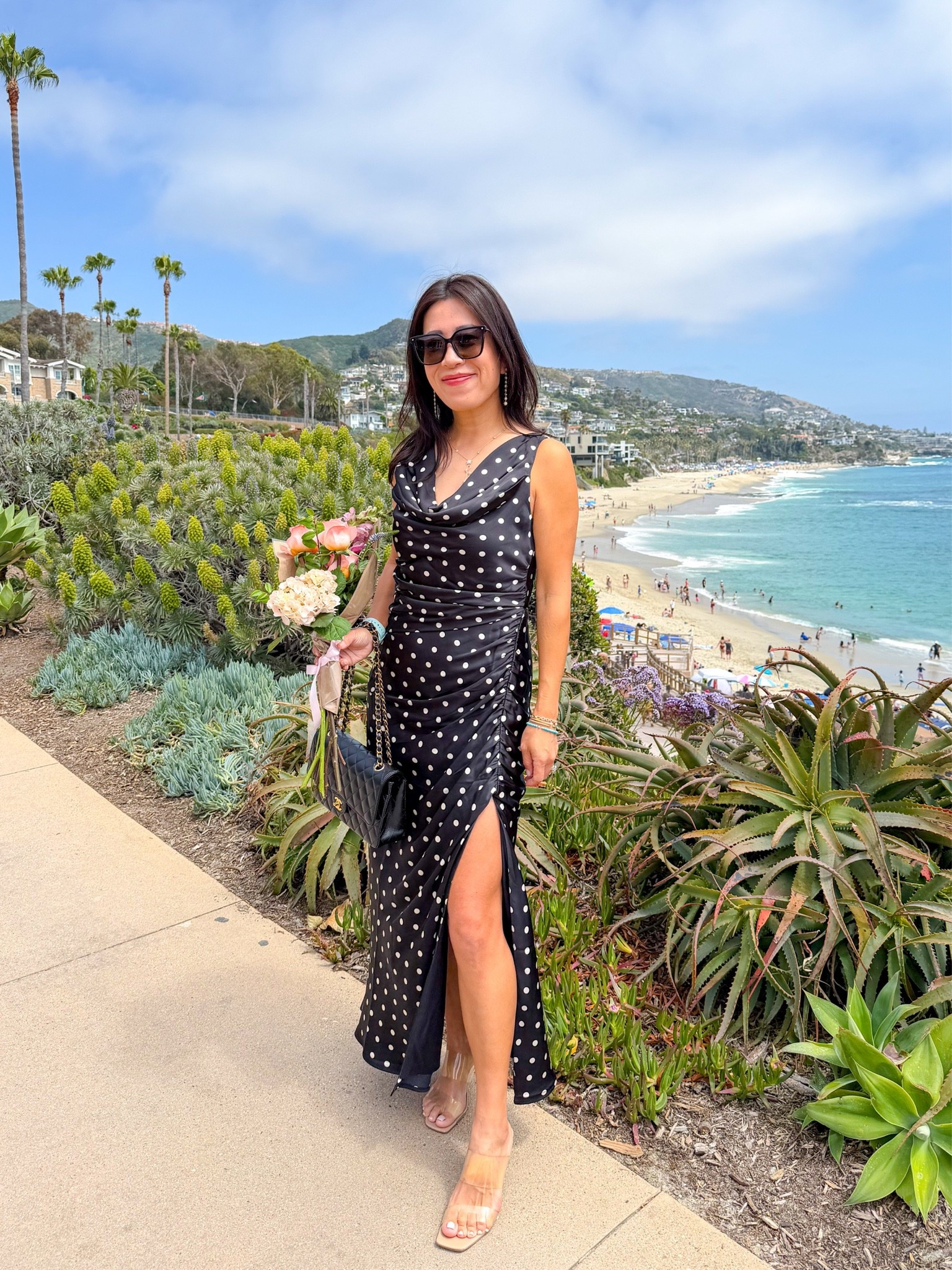This exact maxi dress is sold out in polka dot but available in other colors and on sale for under $50.   Also linked similar polka dot dresses for spring and summer!