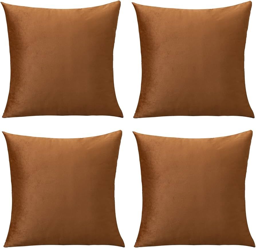 ETASOP Pack of 4 Velvet Pillow Covers, Soft Throw Pillow Cases 18 x 18 Couch Pillows for Fall Hom... | Amazon (US)