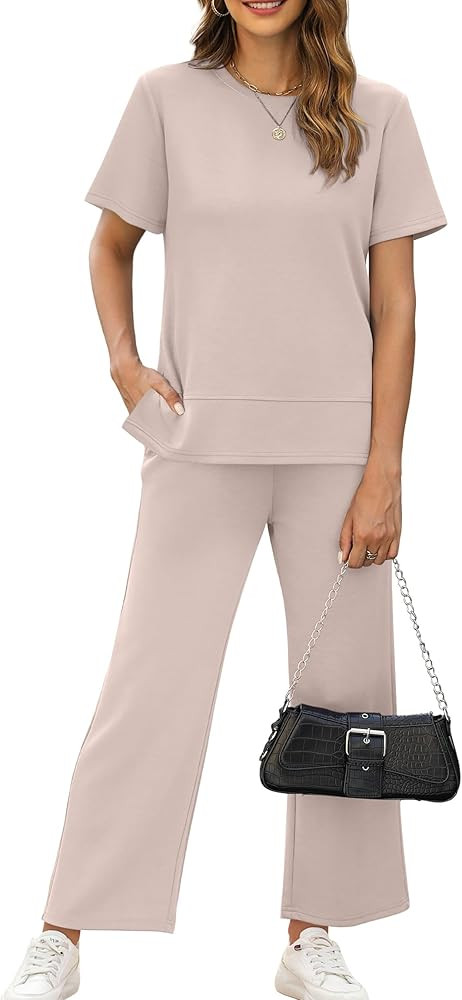 XIEERDUO Women's 2 Piece Lounge Set Fashion Travel Outfits Vacation Tracksuit Comfy Wide Leg Airp... | Amazon (US)