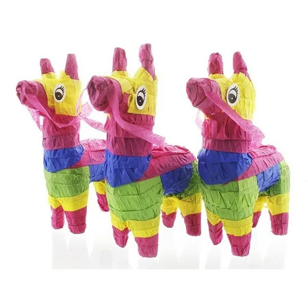 Pack of 3 Miniature Donkey Pinatas - Rainbow Donkey Mini-Sized Mexican Pinatas for Birthday Party, C | Walmart (US)