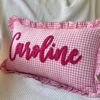 Personalized Name Pillow, Nursery Embroidered Punch Needle Ruffled Pillowshams, Decorative Baby Pillow | Etsy (US)