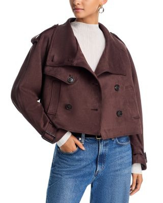 Aqua Cropped Faux Suede Trench Coat - Exclusive | Bloomingdale's (US)