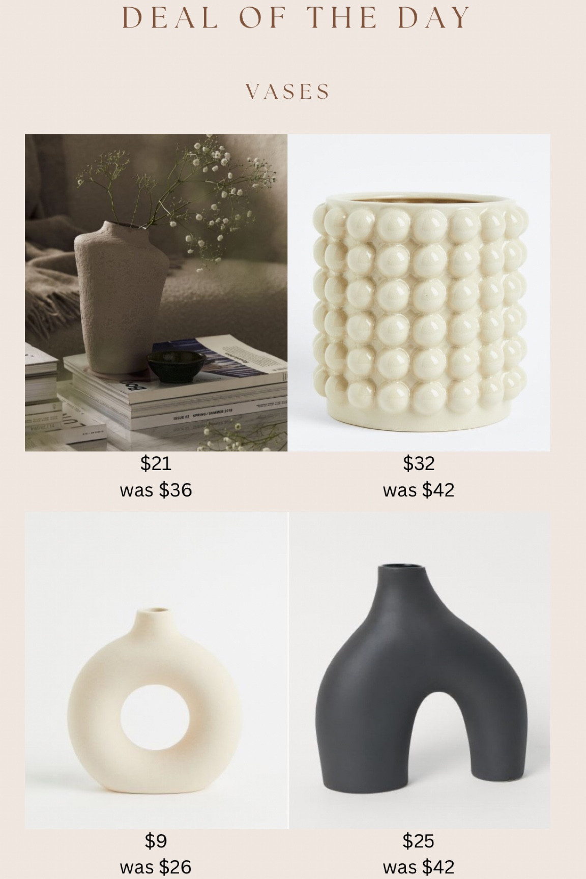 Some of the most popular H&M vases are on major sale right now! High sellout risk 

#LTKsalealert #LTKhome #LTKfindsunder50