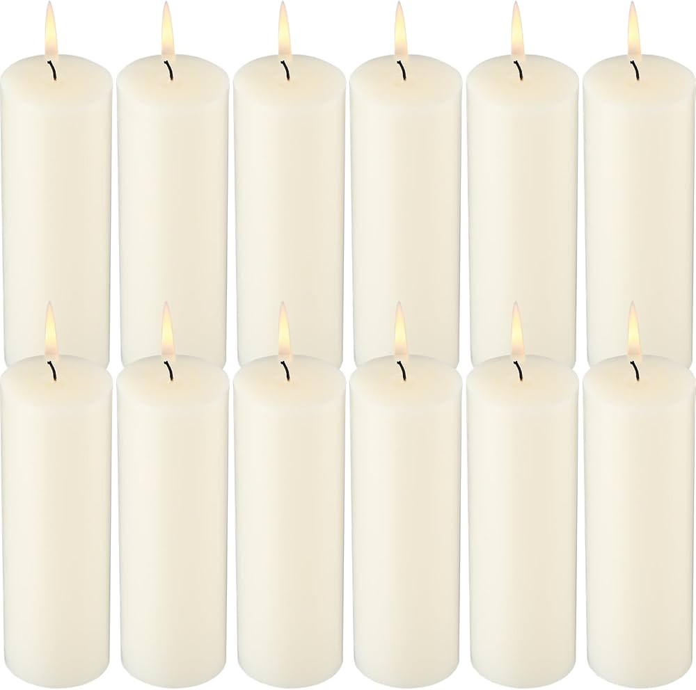 Pack of 12 Ivory Pillar Candles 2 x 6 Inch Unscented Candles Large Ivory Pillar Candles Paraffin ... | Amazon (US)