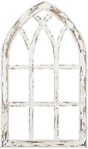 Farmhouse Arched Window Pane in Distressed White Finish – 30” Tall Rustic Frame for Wall & Fi... | Amazon (US)