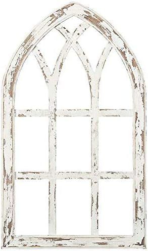 Farmhouse Arched Window Pane in Distressed White Finish – 30” Tall Rustic Frame for Wall & Fi... | Amazon (US)