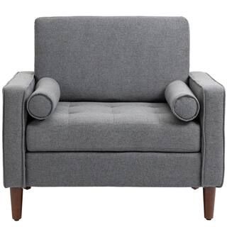 Mid-Century Modern Gray Single Sofa Arm Chair with two bolster pillows (Set of 1) | The Home Depot