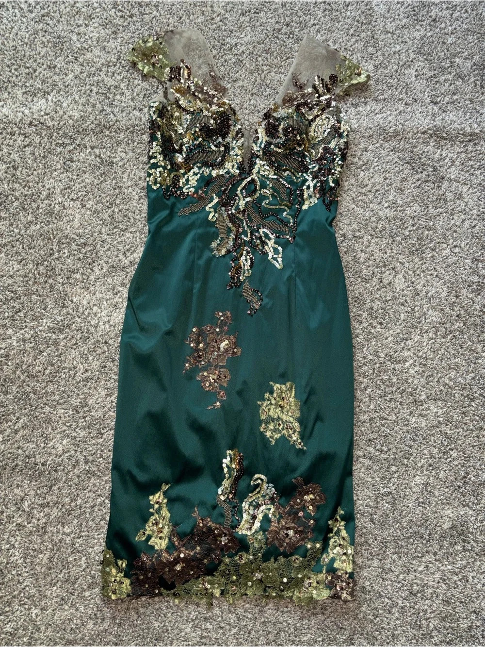 Embellished Emerald Midi Dress with Sequin Applique | Poshmark