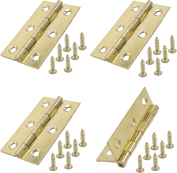 4pcs 2 Inch Gold Cabinet Hinges, Lasting Brass Folding Butt Hinges, Surface Polishing Mini Bifold... | Amazon (US)