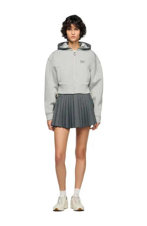 SANDRO Hooded sweatshirt jacket in Light Grey at Nordstrom, Size X-Large | Nordstrom