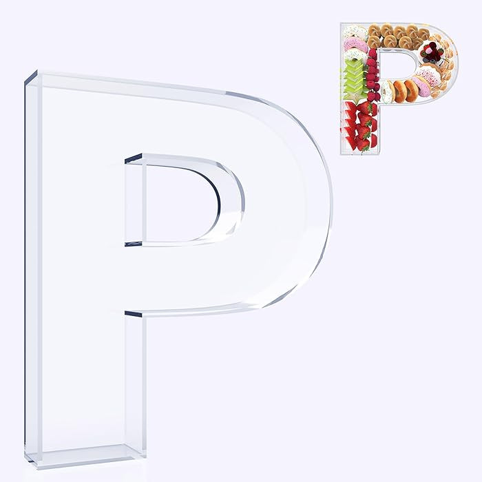 11" Acrylic Letter Charcuterie Box, Reusable Fillable Alphabet Number Shaped Form Tray for Birthd... | Amazon (US)