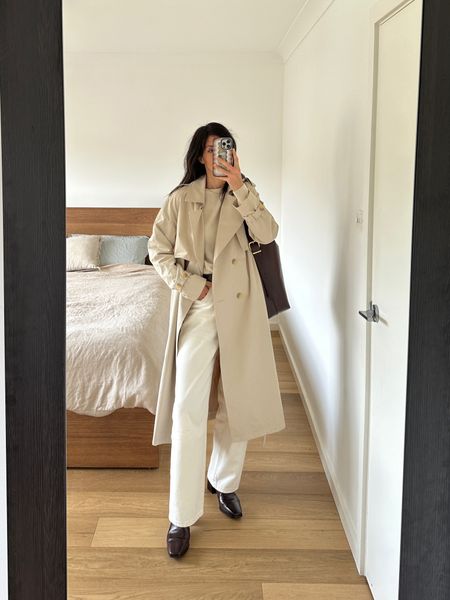 Chic creamy neutral minimal autumn outfit idea. Knit is old so similar linked. Jeans are in size AU8, trench coat is size AU8/S and boots in my usual size EU40. Belt I wear in size 70

#LTKeurope #LTKaustralia