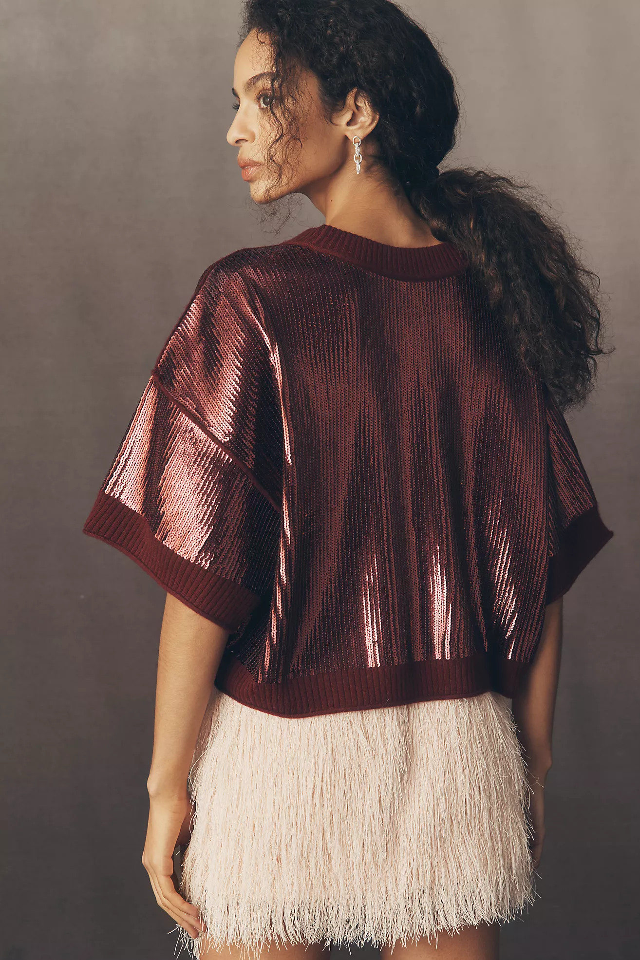 The Goldie Crew-Neck Cashmere Blend Sequin Sweater | Anthropologie (US)