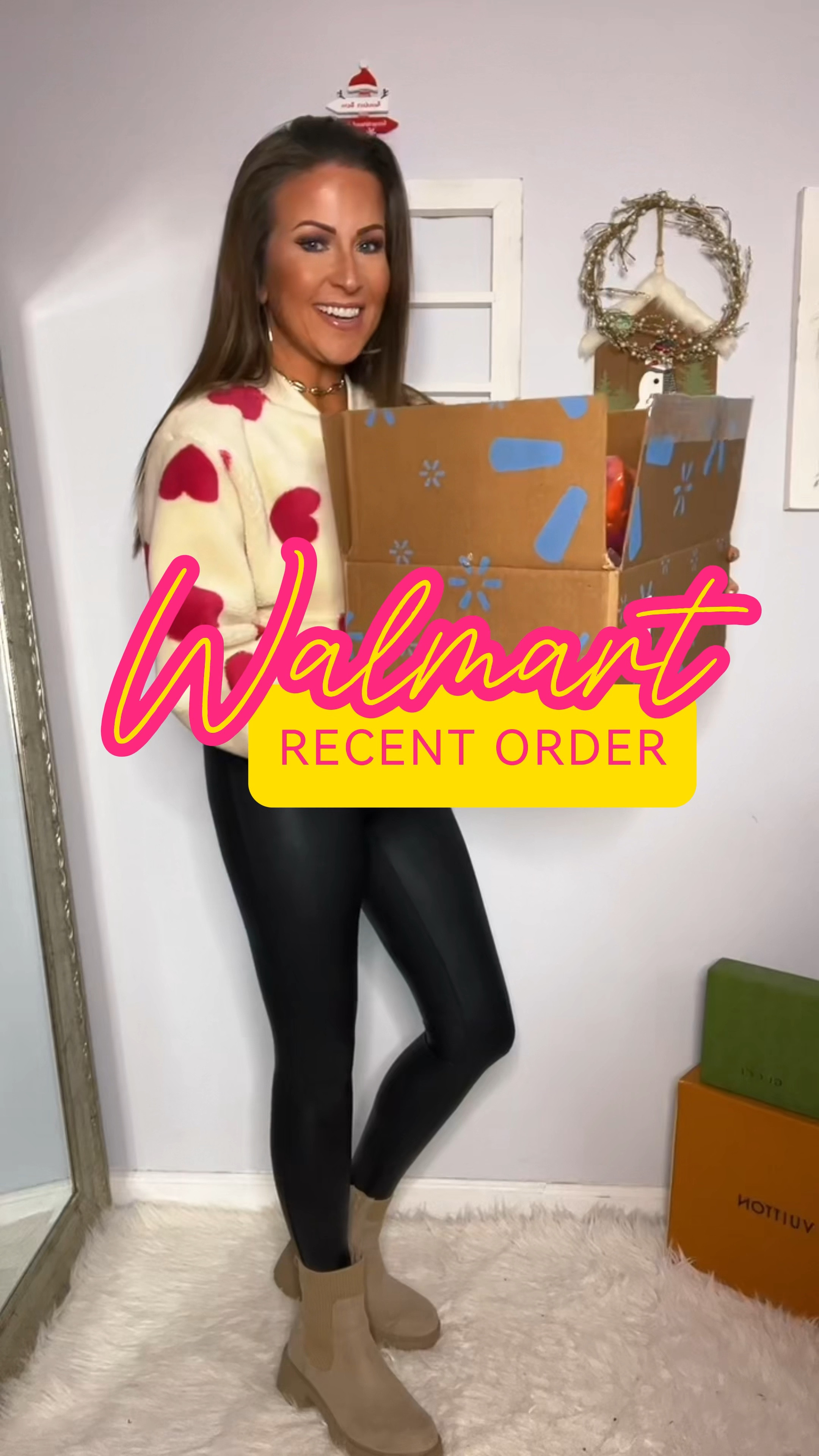 No Boundaries Juniors Plush Pullover, Time and Tru Faux Leather Leggings  and Lug Sole Chelsea Boots - Walmart Finds