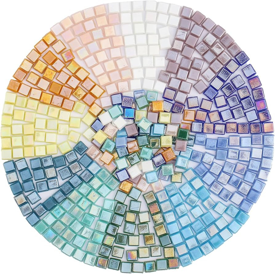 390 Pieces Micro Glass Mosaic Tiles for Crafts,Tiny Iridescent Square Mosaic Glass Pieces,0.32 In... | Amazon (US)