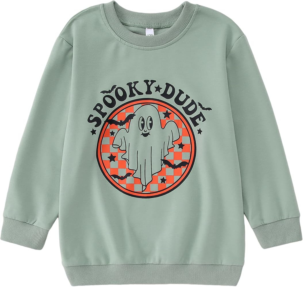 Halloween Sweatshirts for Kids Boys Spooky Dude Shirts Long Sleeve Ghost Pullover Fall Tops 7-13 ... | Amazon (US)
