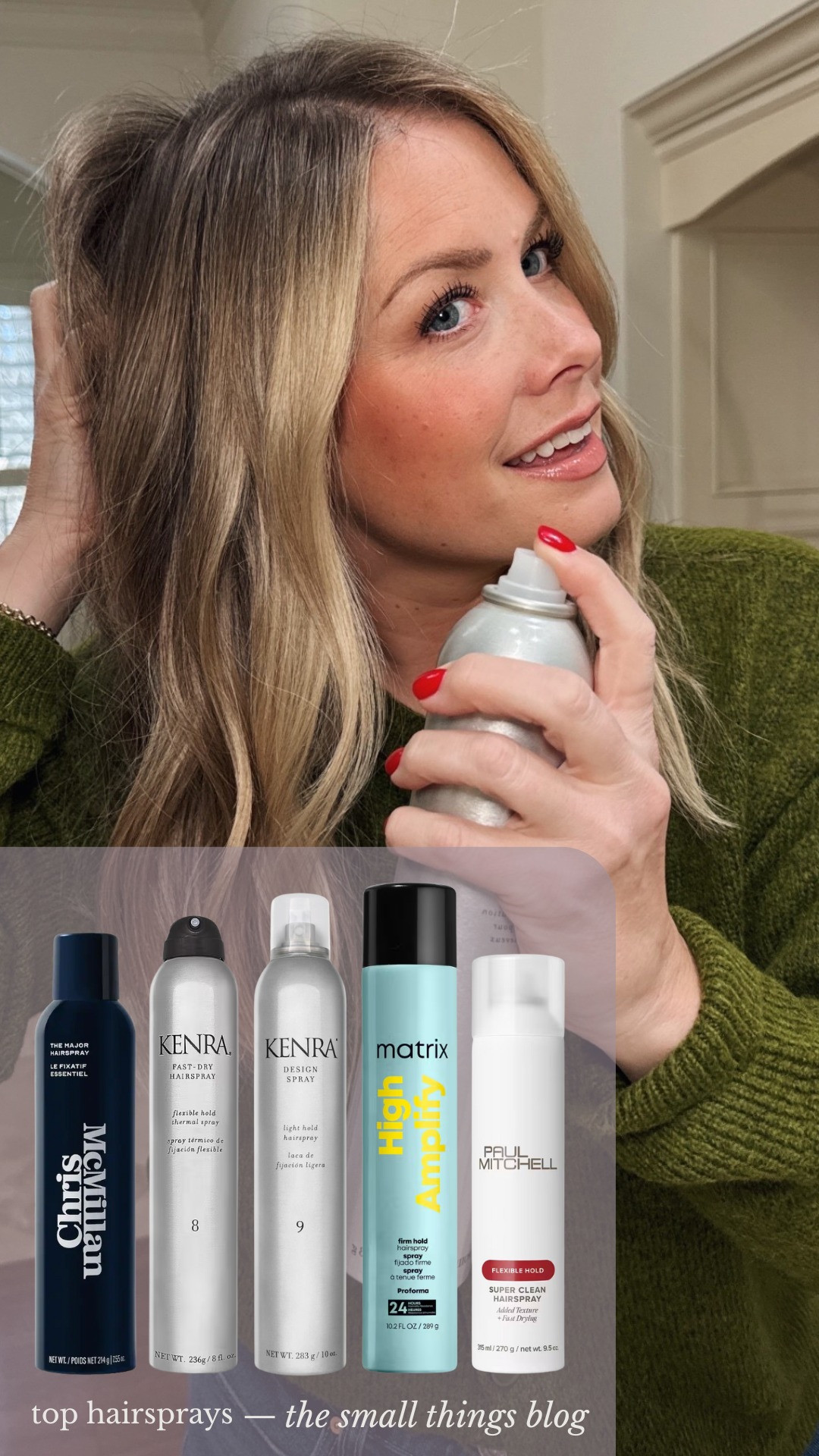 Top light hold favorites are Kenra Volume Spray 8 or 9 for soft, flexible hold // Paul Mitchell Extra-Body is my go-to for a reliable medium hold with volume // Chris McMillan The Major Shine Hairspray or Matrix High Amplify for a firm hold that lasts 

#LTKBeauty #LTKmorningroutine #LTKgrwm