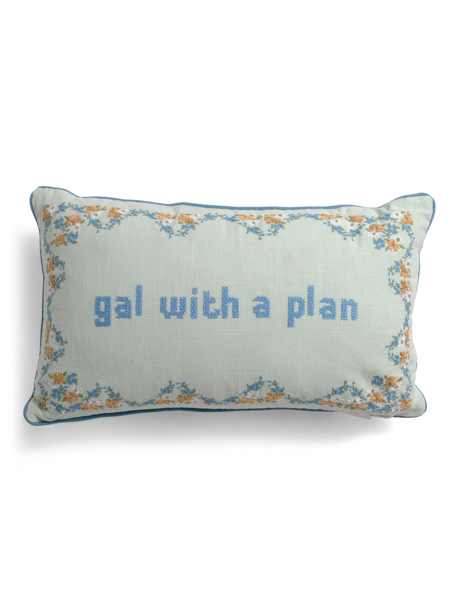 14x24 Gal With A Plan Needlepoint Embroidery French Knot Pillow | TJ Maxx