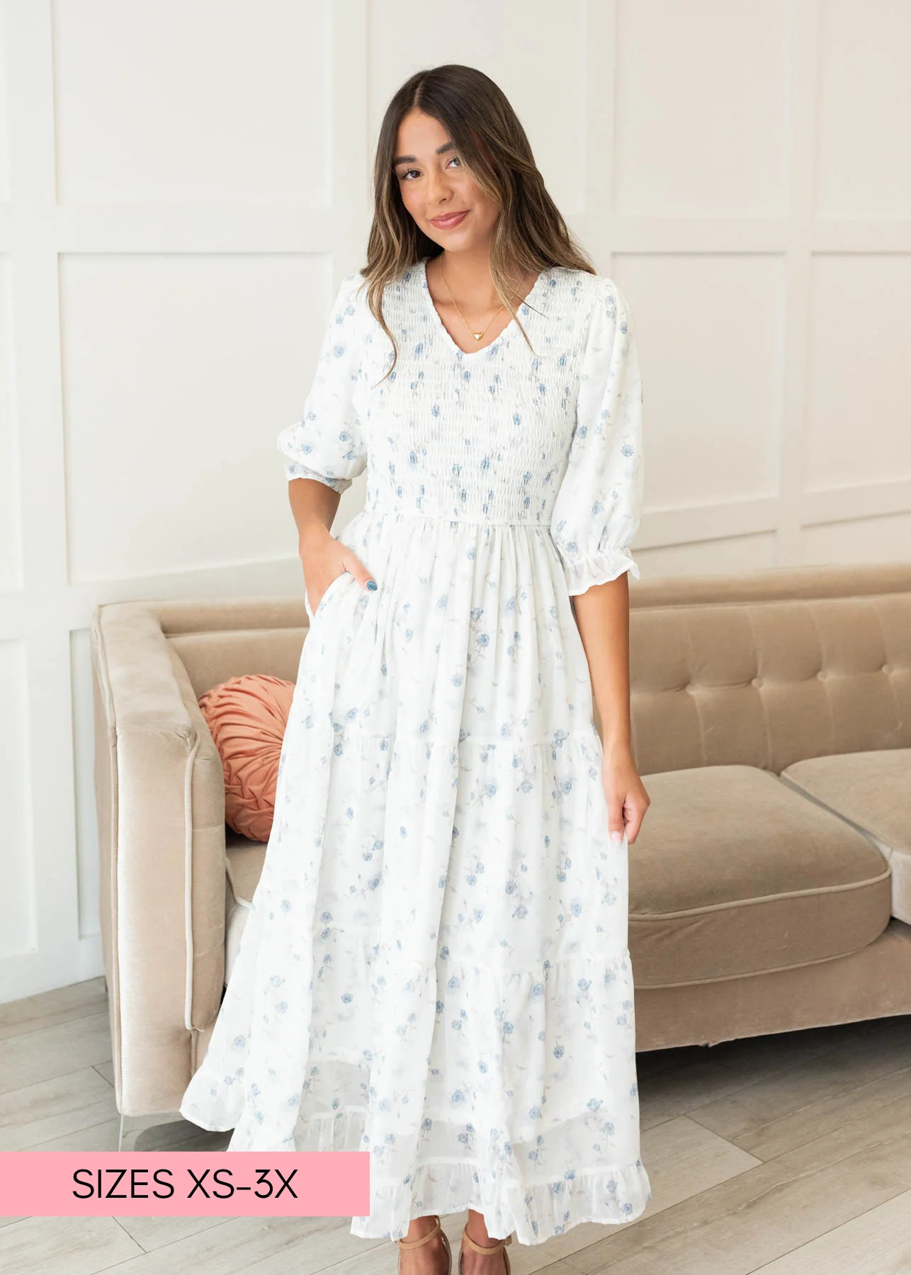 Kristin Light Blue Floral Tiered Dress | My Sister's Closet Boutique