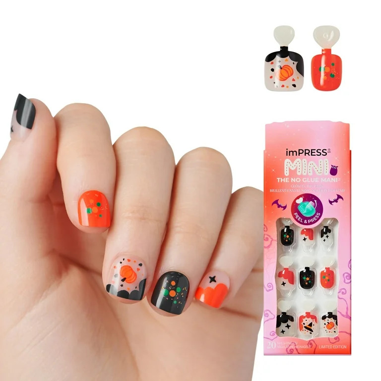 KISS imPRESS Mini Halloween Press On Nails for Kids, ‘Spooky Buddies’, 20 Fake Nails | Walmart (US)