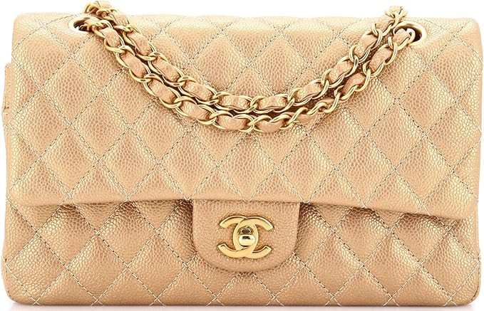 Amazon.com: Chanel, Pre-Loved Classic Double Flap Bag Quilted Iridescent Caviar Medium, Gold : Am... | Amazon (US)