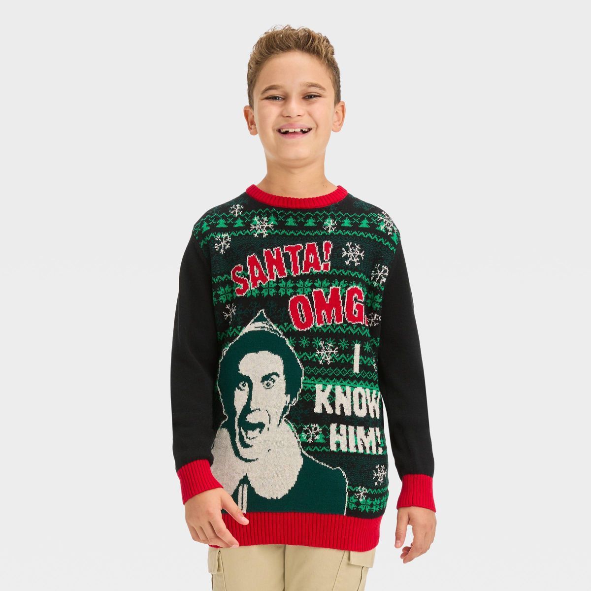 Boys' Elf 'Santa' Holiday Sweater - Black | Target
