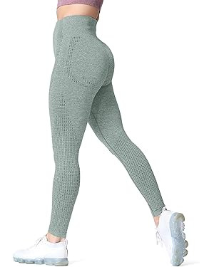 Aoxjox Women's High Waist Workout Gym Vital Seamless Leggings Yoga Pants | Amazon (US)