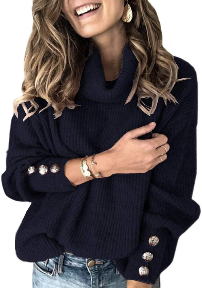 Women's Oversized Turtleneck Chunky Pullover Sweaters Cowl Neck Long Sleeve Winter Slouchy Loose ... | Amazon (US)