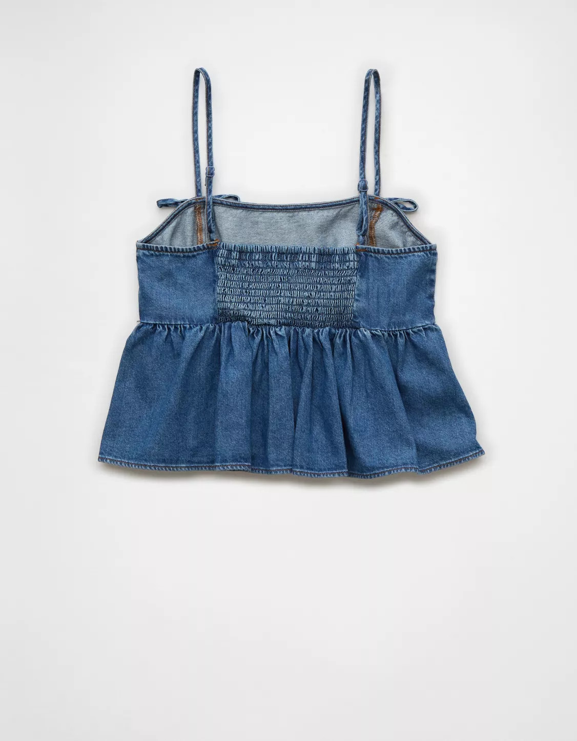 AE Denim Babydoll Bow Cami Tank Top | American Eagle Outfitters (US & CA)