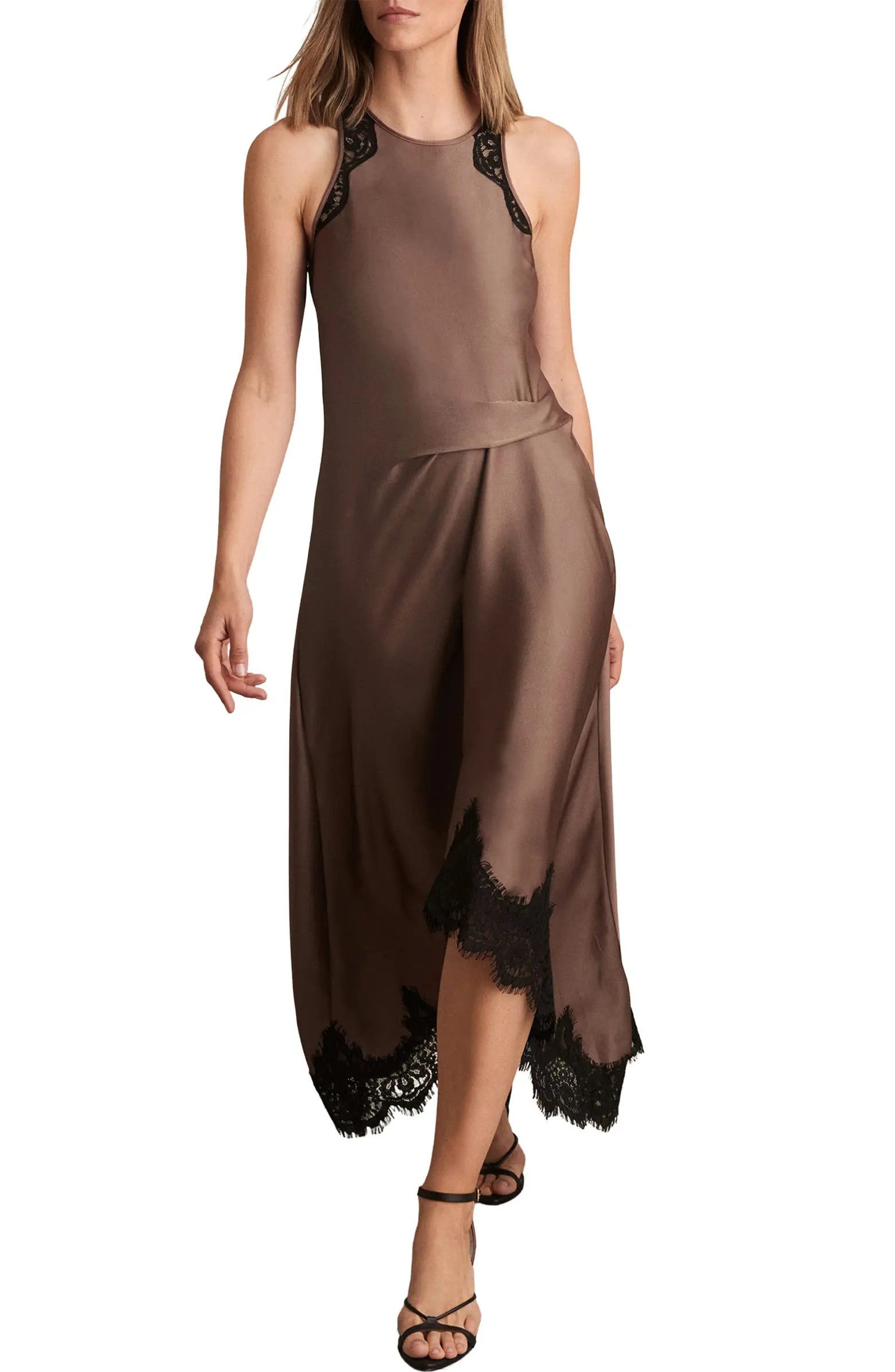 Anais Lace Trim Satin Dress | Nordstrom