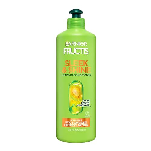Garnier Fructis Sleek and Shine Intense Smooth Leave In Conditioner, Conditioning Hair Cream for Frizzy, Dry Hair, Plant Keratin + Argan Oil, Value Size, 16.9 Fl Oz | Amazon (US)
