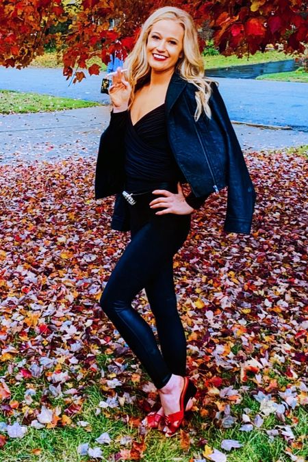 DIY Women’s Halloween Costume 
The “Bad Sandy” from Grease ⚡️💋💥
Simple, Fun, and affordable halloween costume! Most of these items you probably already have sitting in your closet 😉😌 I’ve linked everything I’m wearing here and some similar items as well• you could do any brand or type of these main 3 items to create this costume! Black faux leather leggings & jacket, a black off the shoulder top, and some red heels to complete. 

#LTKHalloween